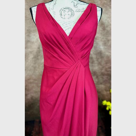 Jenny Packham V-Neck Crepe Column Gown - Burgundy - size 4 - Picture 6 of 16